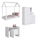 Ver imagem 3 de Kit Conjunto Quarto Infantil Montessoriano c/ Cama Casinha, Escrivaninha, Poltrona e Guarda Roupa