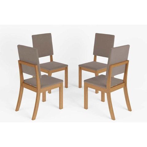 Cadeira de Cozinha Milla Kit 4 Un Nature/veludo Light Marrom Amêndoa - Henn