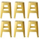 Ver imagem 1 de Kit com 6 Banquetas Empilhável Plástico Resistente Multiuso - Amarela