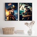 Ver imagem 2 de Kit 2 Quadros Decorativos Fotografias Marinheiros 24x18cm - com Vidro:madeira Preta