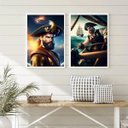Ver imagem 1 de Kit 2 Quadros Decorativos Fotografias Marinheiros 24x18cm - com Vidro:madeira Preta