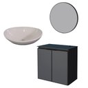 Ver imagem 1 de Conjunto Banheiro Aço Gabinete Umbu 60 Com Cuba Bali Branca Espelho Luna Cozimax Preto