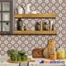 Papel de Parede Azulejo Cozinha Português Lávavel Vermelho 3m - 1