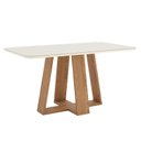 Ver imagem 2 de Mesa de Jantar Lins 160cm Canto Arredondado com Vidro Ambiente Nature Off White com 6 Cadeiras Bella