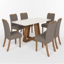 Ver imagem 4 de Mesa de Jantar Lins 160cm Canto Arredondado com Vidro Ambiente Nature Off White com 6 Cadeiras Bella