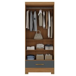 Guarda Roupa Smart Versatile 1 Gaveta sem Portas Cinamomo Chumbo - Rodial Móveis - 3