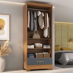 Guarda Roupa Smart Versatile 1 Gaveta sem Portas Cinamomo Chumbo - Rodial Móveis - 2