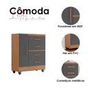 Ver imagem 4 de Cômoda Ambiente Lite 4 Gavetas 01 Porta Nature Cinza – Móveis Leão