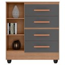Ver imagem 3 de Cômoda Ambiente Lite 4 Gavetas 01 Porta Nature Cinza – Móveis Leão