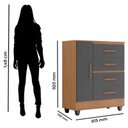 Ver imagem 2 de Cômoda Ambiente Lite 4 Gavetas 01 Porta Nature Cinza – Móveis Leão