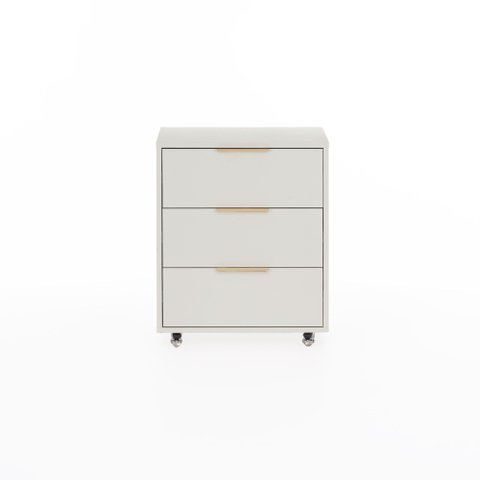 Mesa de Cabeceira Stella 3 Gavetas com Rodízio 50 cm X 40 cm Off White