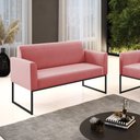 Ver imagem 2 de Sofá Namoradeira Base Industrial Preto Marisa Suede D03 - D’RossiRose