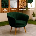 Ver imagem 4 de Poltrona Sala Decorativa Pétala Verde Bege Pés Palito Castanho