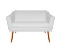 Ver imagem 1 de Namoradeira Decorativa Agatha Couro Branco 2 Lugares Pés Madeira Ms Decor