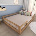 Ver imagem 1 de Cama Infantil Montessoriana Casal com Grades em Pinus Lume Marrom/Carvalho Mel