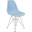 Ver imagem 1 de Cadeira Charles Eames Eiffel Base Metal Cromado Azul Clara