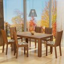 Ver imagem 1 de Conjunto Sala de Jantar Madesa Analu Mesa Tampo de Madeira com 6 Cadeiras Rustic/Bege Marrom Cor:Rus