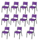 Ver imagem 2 de Kit 11 Cadeiras Iso Fixa Empilhável Escola Igreja Salão:roxo