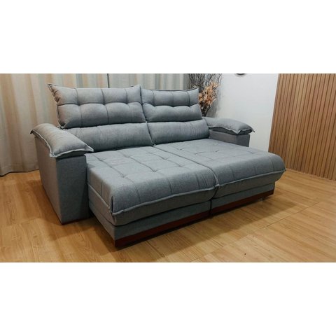 Sofá Retrátil Reclinável 2,50 m Cinza 471 Linho Recife