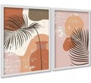 Ver imagem 2 de Kit 2 Quadros Decorativos Folhas Ramos Boho 45x34cm - com Vidro:moldura Branca