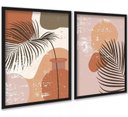 Ver imagem 1 de Kit 2 Quadros Decorativos Folhas Ramos Boho 45x34cm - com Vidro:moldura Branca