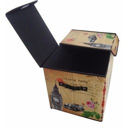 Kit 2 Bau Porta Treco Dobravel Vintage Retro Para Guardar Volume Estampado Big Ben - 1