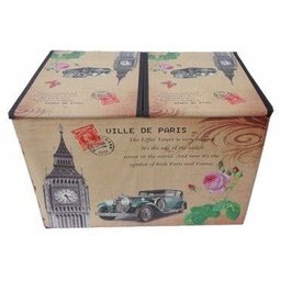 Kit 2 Bau Porta Treco Dobravel Vintage Retro Para Guardar Volume Estampado Big Ben - 3