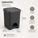 Ver mais imagens de Lixeira Vime com Pedal 12L Plastico Tampa Removivel Balde Interno Cinza Chumbo