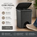Ver imagem 6 de Lixeira Vime com Pedal 12L Plastico Tampa Removivel Balde Interno Cinza Chumbo