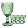 Jogo 8 Taças de Vidro Diamond Diamante Verde 300ml Água Class Home - 1