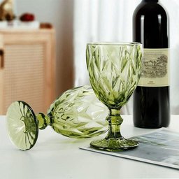 Jogo 8 Taças de Vidro Diamond Diamante Verde 300ml Água Class Home - 5