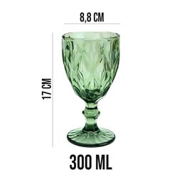 Jogo 8 Taças de Vidro Diamond Diamante Verde 300ml Água Class Home - 6