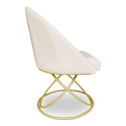 Cadeira Poltrona de Jantar Bela Suede Base Metálica Luxo Dourado - Pallazio - 4