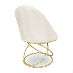 Cadeira Poltrona de Jantar Bela Suede Base Metálica Luxo Dourado - Pallazio - 5