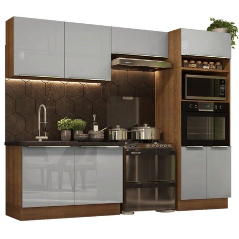 Cozinha Completa Armário e Balcão Cinza Lux Madesa