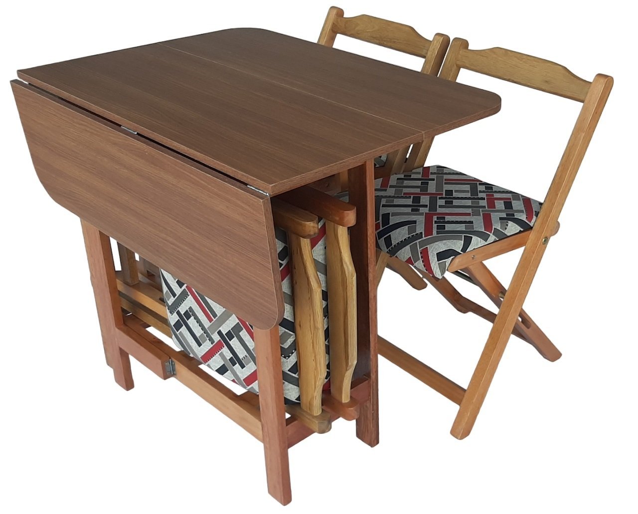 Conjunto Prático Mesa e 4 Cadeiras Dobrável Mel, Estofado Bar-Cozinha-Lazer-Varanda ( QUADRADO OVAL - 9