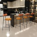 Ver imagem 2 de Kit 02 Banquetas Baixa Cozinha Sala Jantar Bancada Milão L02 Couríssimo Camel Whisky - lyam