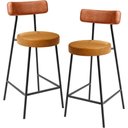 Ver imagem 1 de Kit 02 Banquetas Baixa Cozinha Sala Jantar Bancada Milão L02 Couríssimo Camel Whisky - lyam