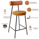 Ver imagem 4 de Kit 02 Banquetas Baixa Cozinha Sala Jantar Bancada Milão L02 Couríssimo Camel Whisky - lyam