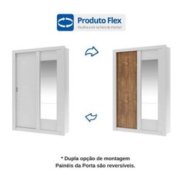 Guarda-Roupa Solteiro com Espelho 2 Portas de Correr Elus Carraro Flex Color - 6 Guarda-Roupa Solteiro com Espelho 2 Portas de Correr Elus Carraro Flex Color - 6