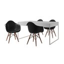 Ver imagem 2 de Mesa Jantar Industrial Filadélfia Branca 137x90cm Base Ferro Branco com 4 Poltronas Pretas Eames Eif