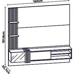 Painel Home Suspenso para TV até 55'' 2 Portas com Espelho Angola - Preto/Demolição - 6
