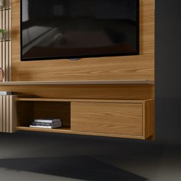 Painel Home Suspenso para Tv até 55'' 2 Portas com Espelho Angola - Carvalho/griz - 4