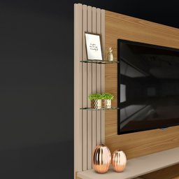 Painel Home Suspenso para Tv até 55'' 2 Portas com Espelho Angola - Carvalho/griz - 3