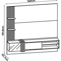 Painel Home Suspenso para Tv até 55'' 2 Portas com Espelho Angola - Carvalho/griz - 6