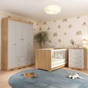 Ver imagem 2 de Quarto de Bebê Completo Berço Americano 3x1 Colchão Realeza Multimóveis Mp4603 Madeirado/off