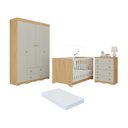 Ver imagem 1 de Quarto de Bebê Completo Berço Americano 3x1 Colchão Realeza Multimóveis Mp4603 Madeirado/off