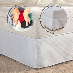 Saia para Box de Colchão Casal Padrão 1 Peça Matelada 100% Poliéster - Branco - 2