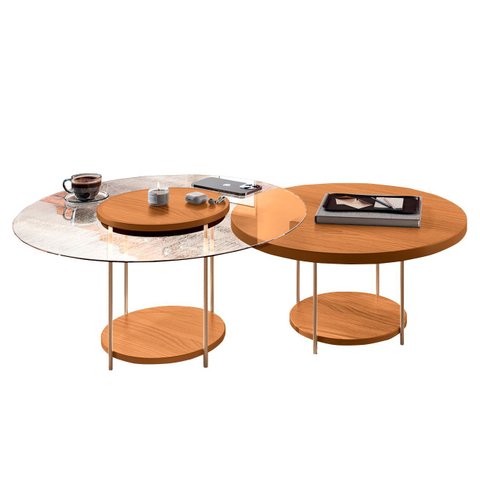 Mesa de Centro para Sala Pés Metálicos Kit 2 Mindy H01 Cinamomo - Mpozenato