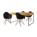 Ver imagem 6 de Mesa Jantar Industrial Canela 137X90Cm Com 4 Poltronas Pretas Base Cobre Cor: Canela